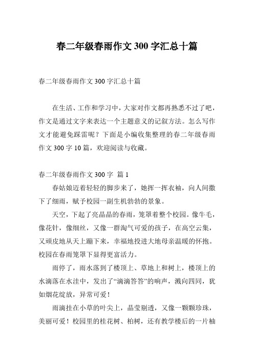 春二年级春雨作文300字汇总十篇