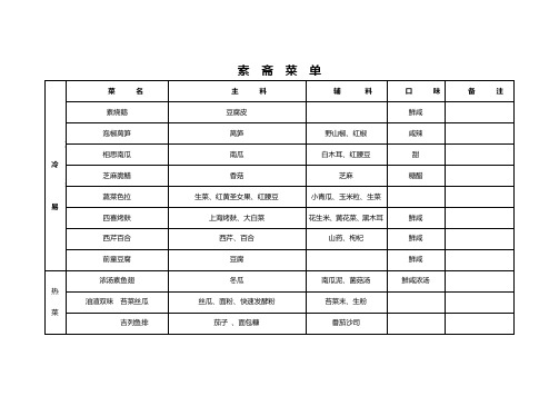 素斋菜单