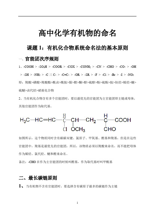 有机物的命名及题型总结