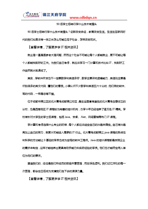 90后学士后转行学什么技术有搞头