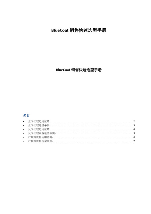 BlueCoat销售快速选型手册