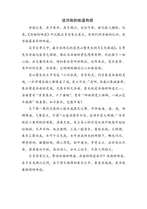 读济南的味道有感范文