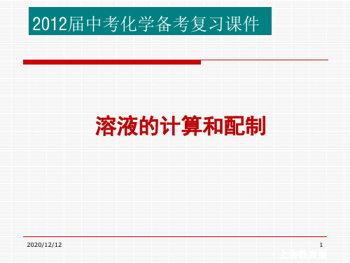 2012中考复习课件溶液的计算和配制PPT教学课件
