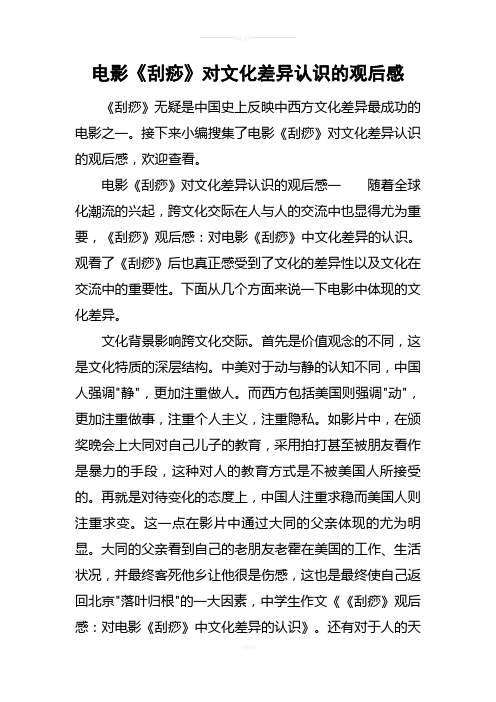 电影《刮痧》对文化差异认识的观后感