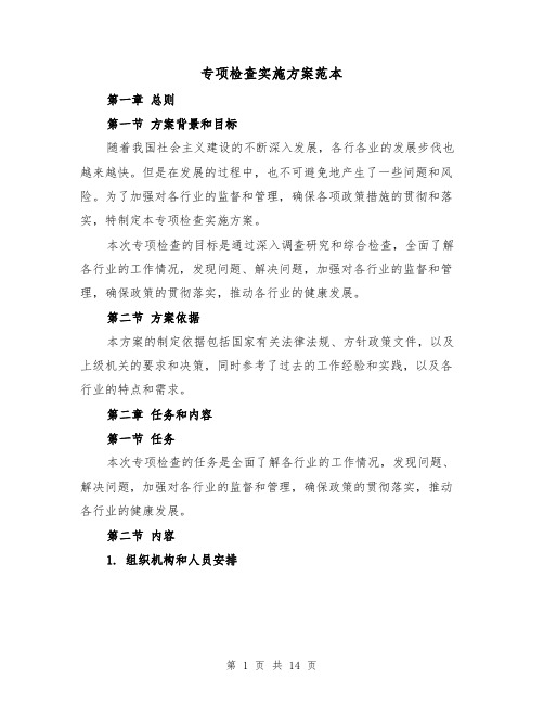专项检查实施方案范本(三篇)