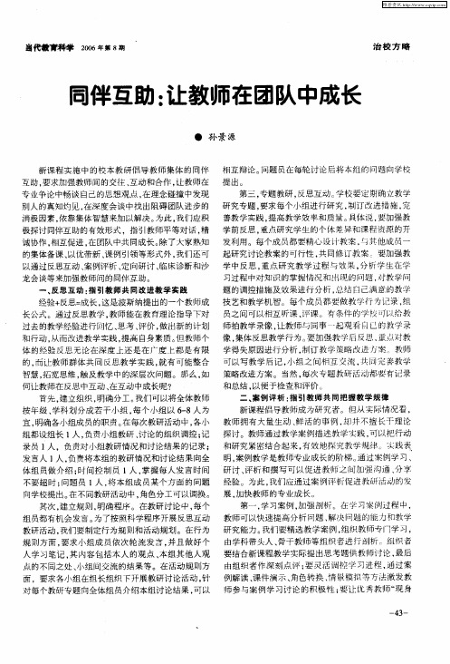 同伴互助：让教师在团队中成长