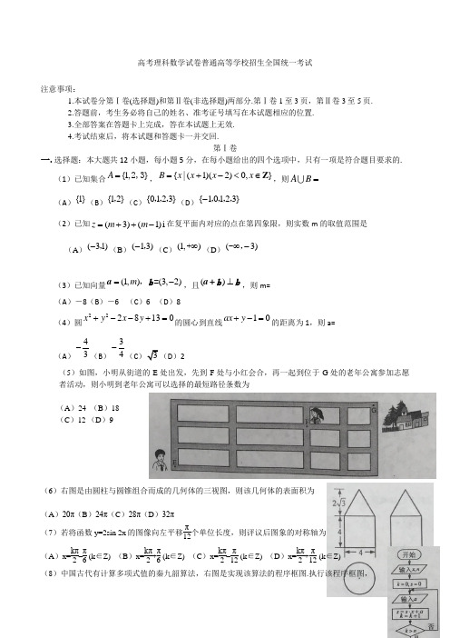 高考理科数学试卷普通高等学校招生全国统一考试2103