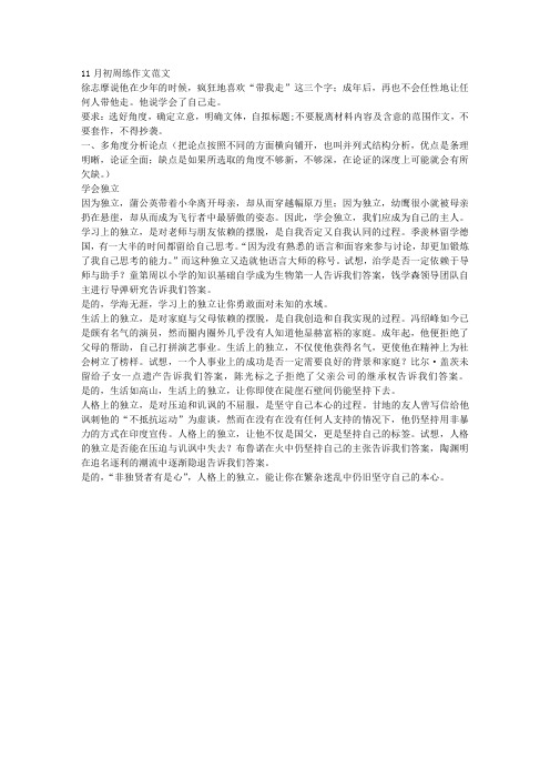 11月初周练作文范文