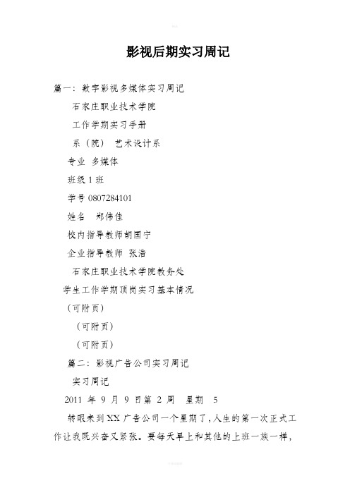 影视后期实习周记