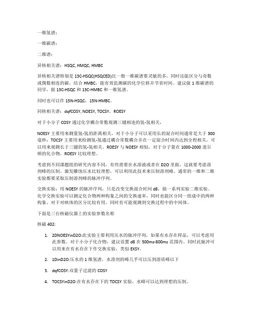 核磁各种谱图介绍