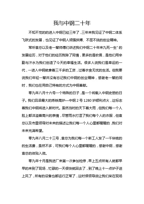 田保强我与中钢二十年