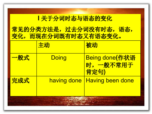 关于分词时态及语态的变化