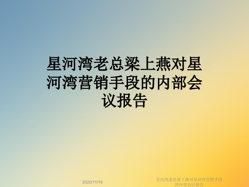 星河湾老总梁上燕对星河湾营销手段的内部会议报告