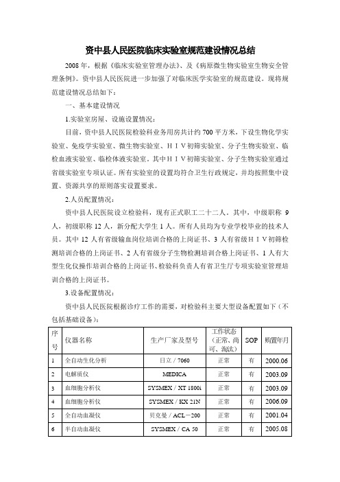资中县人民医院临床实验室建设规划总结