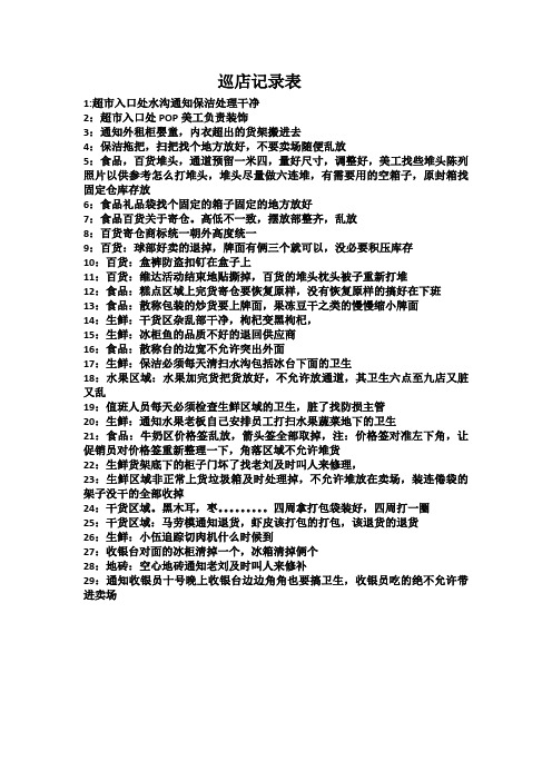 巡店记录表