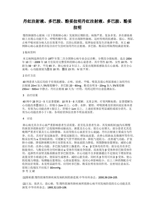丹红注射液、多巴胺、酚妥拉明丹红注射液、多巴胺、酚妥拉明