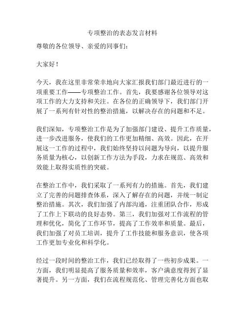 专项整治的表态发言材料