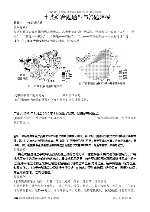 高中地理综合题题型与答题建模