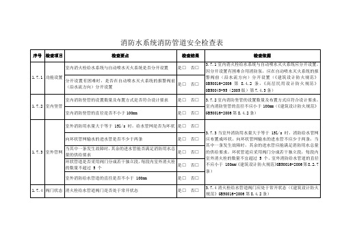 消防水系统消防管道安全检查表