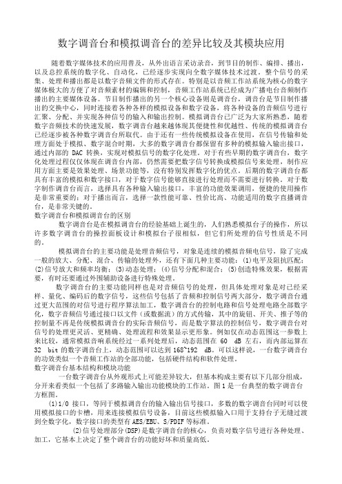 数字调音台和模拟调音台的差异比较及其模块应用