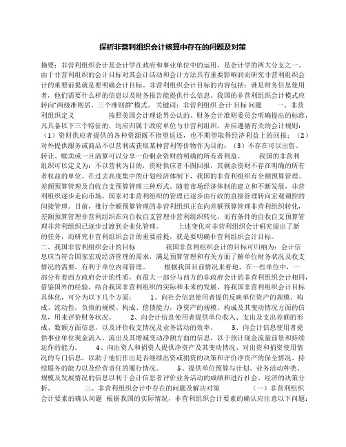 探析非营利组织会计核算中存在的问题及对策