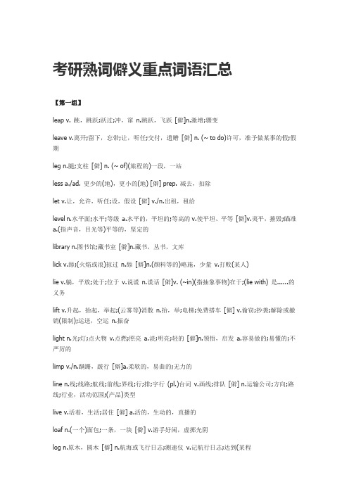 考研熟词僻义重点词语汇总