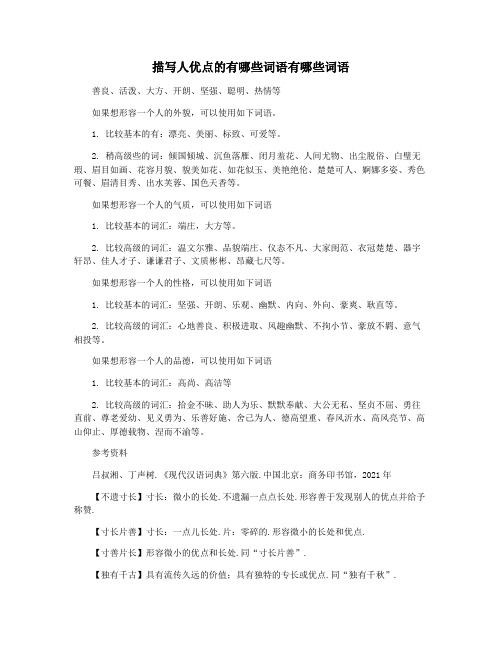 描写人优点的有哪些词语有哪些词语