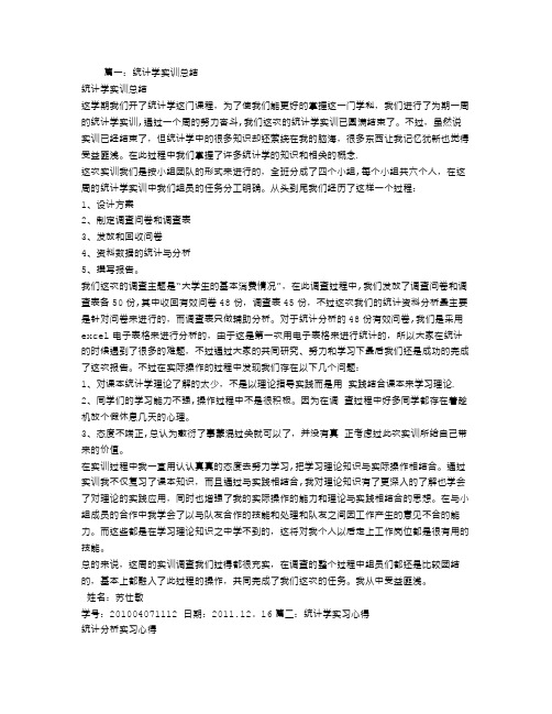 统计学实训自我总结