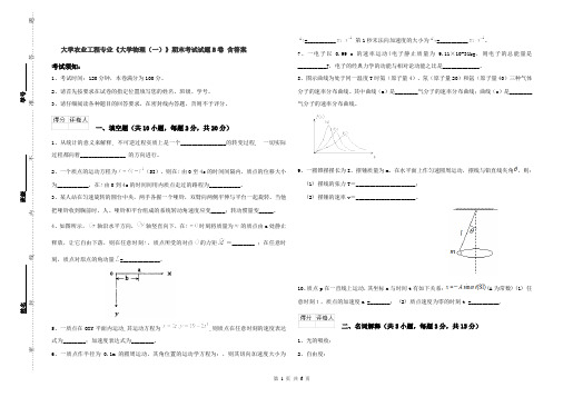 大学农业工程专业《大学物理(一)》期末考试试题B卷 含答案