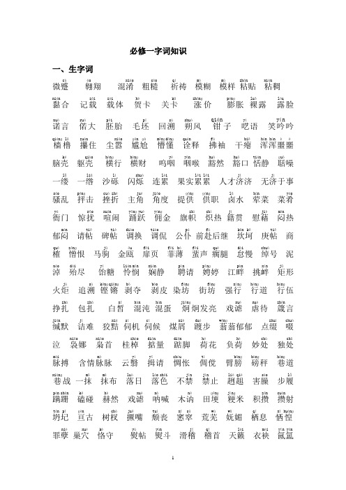 必修一字词知识和成语