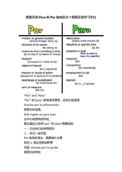 西班牙语Para和Por如何区分？西班牙语学习平台