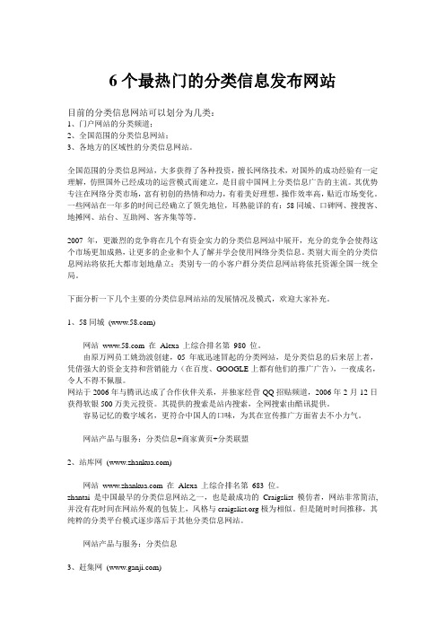 6个最热门的分类信息发布网站