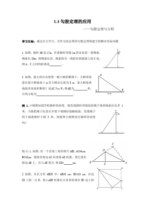 勾股定理与方程 学历案(导学案)