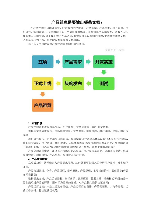 产品经理需要输出哪些文档？