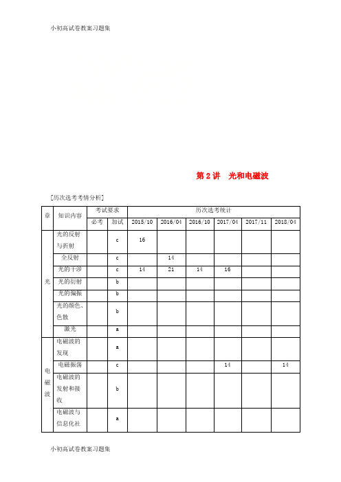 [小初高学习](浙江选考)2019高考物理二轮复习 专题五 加试选择题题型强化 第2讲 光和电磁波学