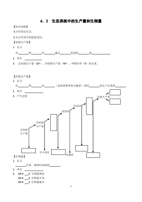 第二节生态系统中的生产量和生物量