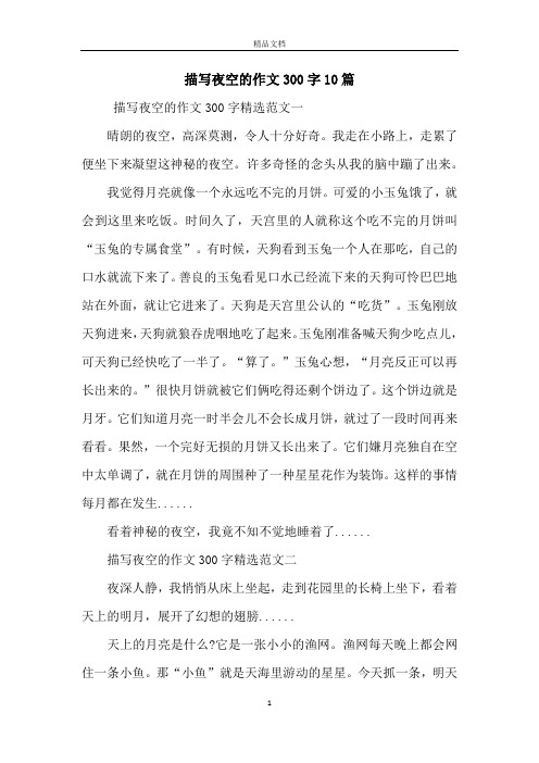 描写夜空的作文300字10篇