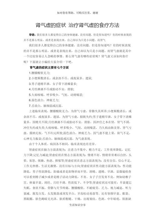 肾气虚的症状 治疗肾气虚的食疗方法