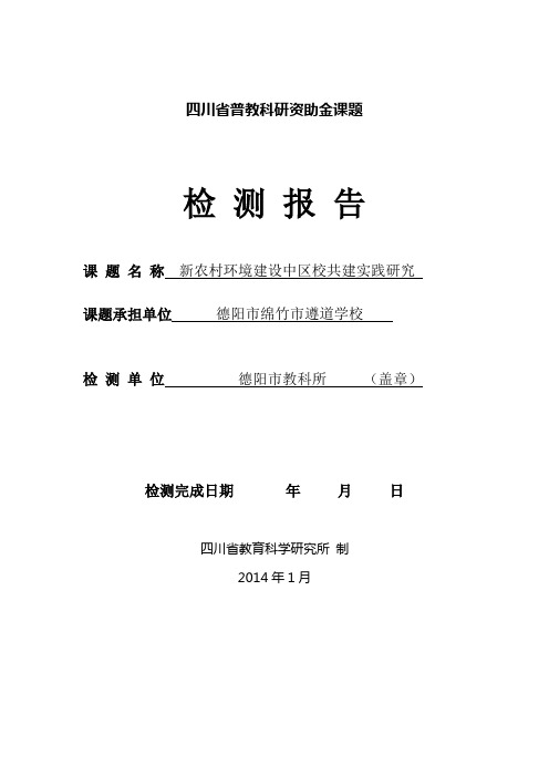 四川省普教科研资助金课题检测报告