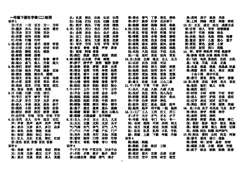 一下生字表二词语大全