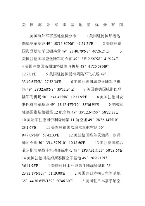 美国海外军事基地坐标分布图