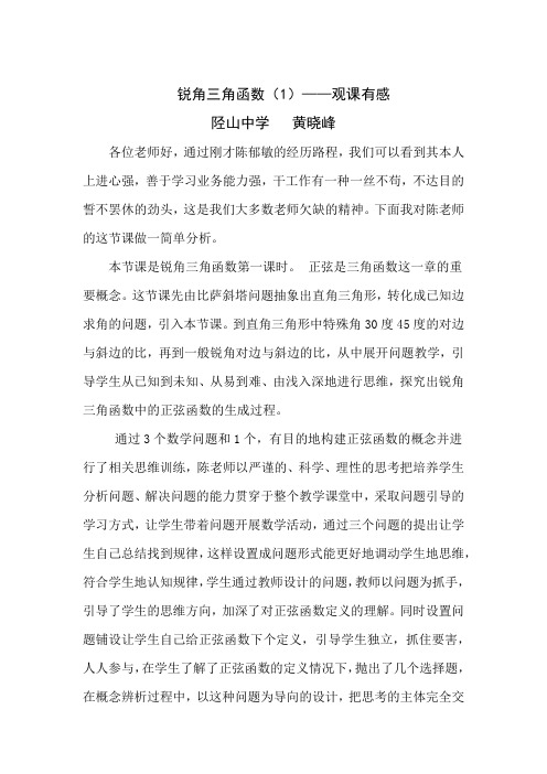 锐角三角函数评课稿