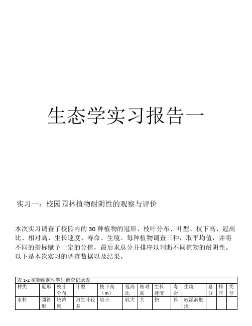 生态实习报告1