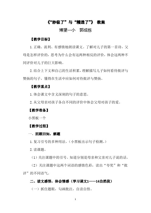 《“妙极了”与“糟透了”》 教案