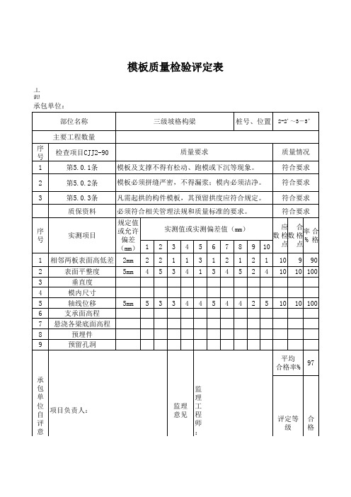 模板质量检验评定表