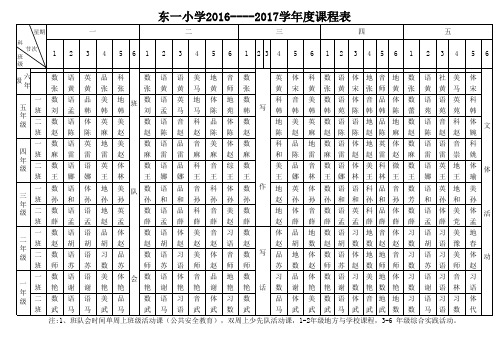 东一201609秋课表