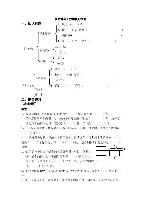 长方体与正方体复习提纲