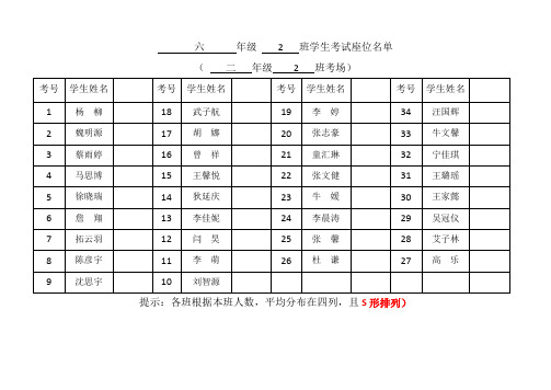 考场座位表