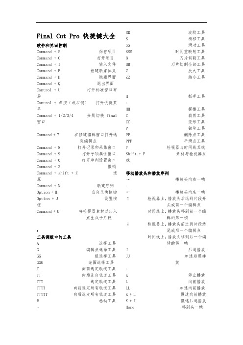 Final-Cut-Pro-快捷键大全