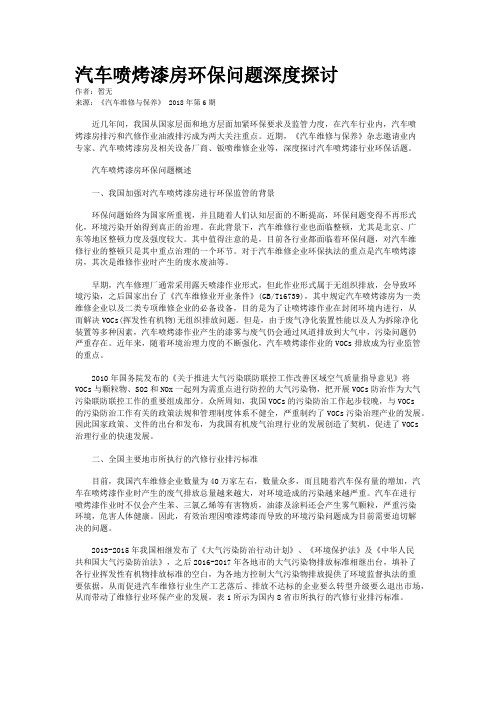 汽车喷烤漆房环保问题深度探讨